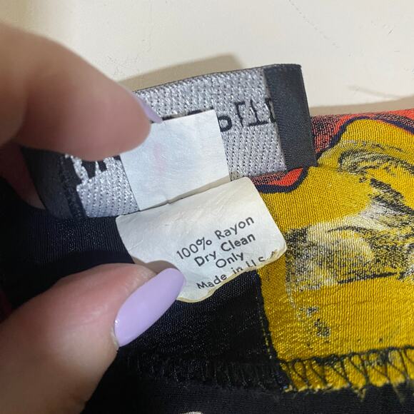 Vintage In Group Ltd 80s 90s Colorful Abstract Wearable Art Blouse Sz 14 / L - Picture 6 of 12